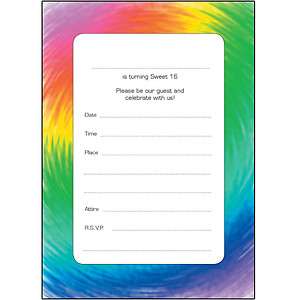   of 10 Sweet 16 Party Invitations with Envelopes, 70s Theme   SW16 36f