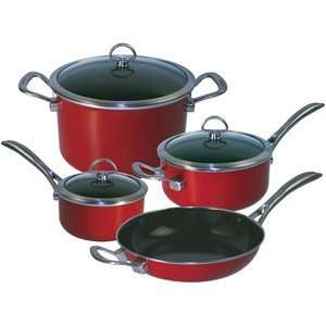   Chantal 80 7 RE Copper Fusion Cookware Set, Chili Red