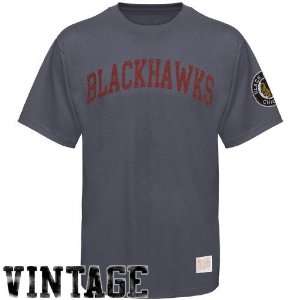  Chicago Blackhawks Charcoal Word Vintage Premium T shirt 