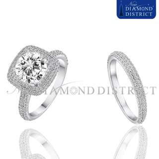 57CT TOTAL WOMENS ROUND CUT DIAMOND ENGAGEMENT RING & WEDDING BAND 