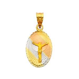   Gold Dia Cut Religious Jesus Stamp Charm Pendant: GoldenMine: Jewelry