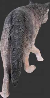 WOLF LIFE SIZE ANIMAL STATUE REALISTIC REPLICA 4FT  