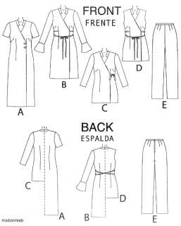 Wrap Dress in 2 Lengths, Tops, Pants M4511 Pattern 8 14  