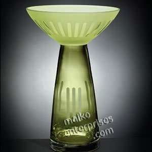  Tall Green Glass Vase with Etching: Home & Kitchen