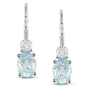   CT TGW Sky Blue Topaz and White Sapphire Lever Back Earrings: Jewelry