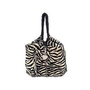   : tm! Faux Fur Zebra Satchel Handbag   Black and White: Toys & Games