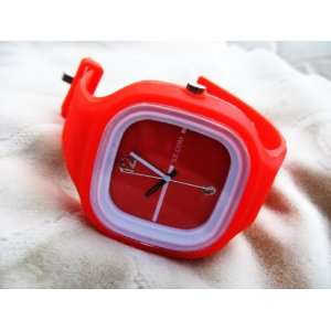 : Jelly Wrist Watch / Rubber Fashion Sports Watch Unisex ORANGE/White 