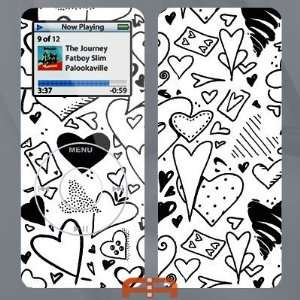  IPOD NANO Black and White Heart Skin 02047 Everything 