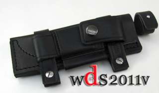 Straight Leather Belt Sheath For 7 Fixed Knife W/Pouch  