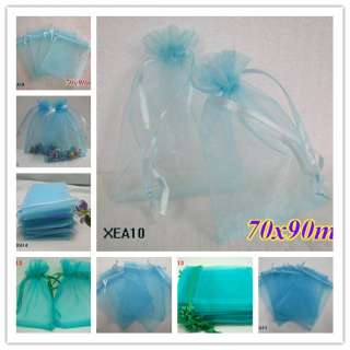 Organza wedding Gift Bags jewelry Packing Party Favour Pure Blue 