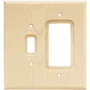  Wood square combo single toggle gfi/decora in unfinished birch wood 