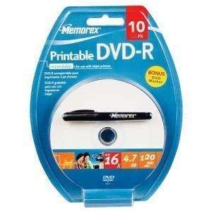  Memorex DVD Minus R 10PK 16X Pen Print Electronics