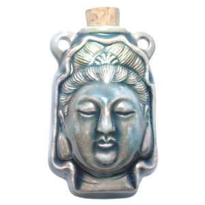   Ceramic Raku Glazed Kuan Yin Bottle Pendant, 27 by 42mm Arts, Crafts