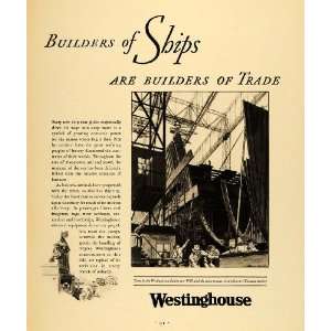  1930 Ad Westinghouse Electrical Equipment Ship Building 