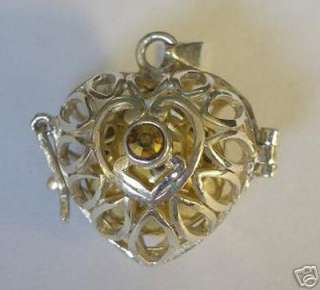 Intricate Heart Shaped Sterling Silver Musical Chime Harmony Ball w 