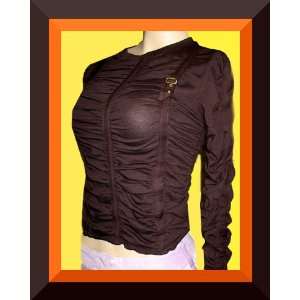  Victorias Secret Brown Ruched Long Sleeve Top XS 