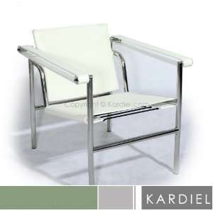  Le Corbusier Style LC1 Basculant Sling Chair, White Saddle 