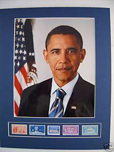 BARACK OBAMA Official Portrait 5 US Postal Stamps  