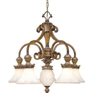   Light Venetian Patina Chandelier with Vintage carved Scavo Glass