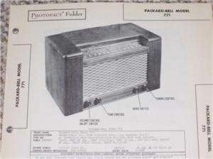 Packard Bell 771 Radio/Receiver Service/Repair Manual  