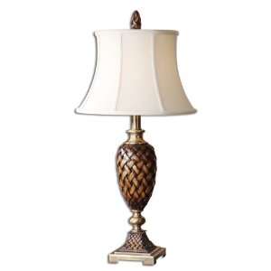 Uttermost 33.3 Inch Weldon Table Lamp In Weathered Wood Tone Finish w 
