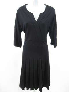 RENA LANGE Black 3/4 Sleeve Pleated Knee Length Dress L  