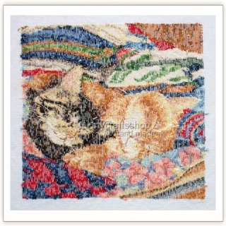 Sleeping Cats PREORDER COMPLETED FINISHED CROSS STITCH  