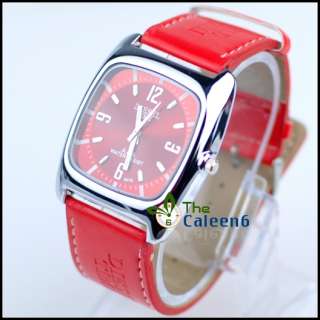   Leather Men Sports Quartz Rectangular Wrist Watches 4 Colors 8078