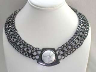 DESIGNER Chain NECKLACE With Neat White Marble Pendant  