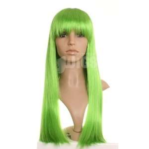  : Bright Lime Green Long Straight Wig   Perfect For Halloween: Beauty