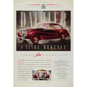  1951 Ad Vintage Red Daimler Regency Saloon British Car 