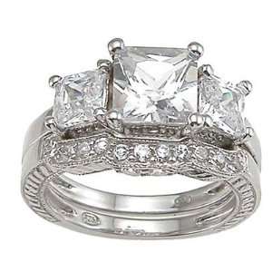   Three Stone Wedding and Engagement Ring Set Size 11 LaRaso Jewelry