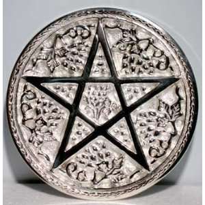  Altar Pentacle Paten Plate 6, silver plated brass 