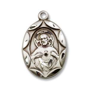 Sterling Silver Scapular Medal Sacred Heart of Jesus Christ God 