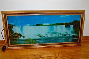 LIGHTED MOTION WATERFALL FRAMED HANGING PICTURE NATURE 18x38,5 