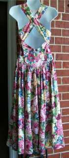 VTG 80s Floral Garden Party Full Circle Skirt Dress 4 S  