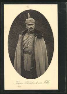 German WWI Kaiser Wilhelm w/ Pickelhaube Cover in the field postcard 