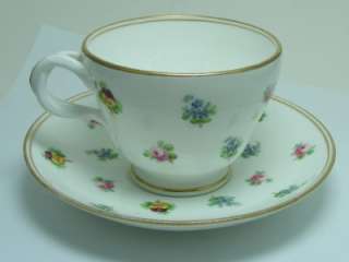   Antique Meissen Cup Saucer Pansy Rose Forget Me Not Flowers A59  