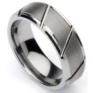  Mens Tungsten Ring/ Wedding Band, Slatted Design, Sizes 7 