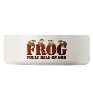   Large Dog Cat Food Water Bowl FROG Fully Rely On God: Everything Else