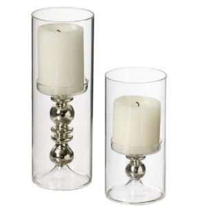  Set of 2 Glass Pillar Candle Holder: Home & Kitchen
