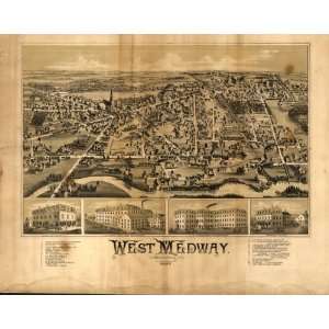    Historic Panoramic Map West Medway, Massachusetts.