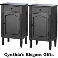Black Wood Antiqued Cabinet End/Side Table Nightstand  