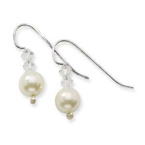  2 Crystals & Cultura Glass Pearl Drop Earrings: Jewelry
