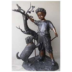  Boy and his Dog Standing up Bronze Statue Sports 