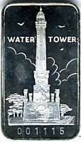 Chicago Water Tower .999 Silver Art Bar ingot   1 oz  