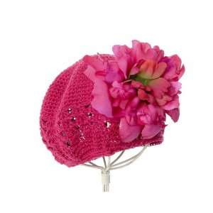  Raspberry Crochet Hat with Raspberry Peony Baby