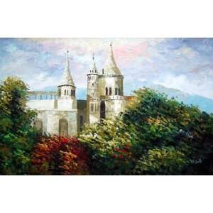  White Castles Surrounded with Colorful Trees Oil Painting 