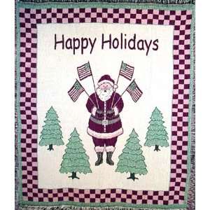   Folk Art Santa Claus Christmas Afghan Throw Blanket