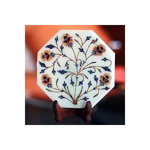    NOVICA Marble inlay plate, Mughal Magic